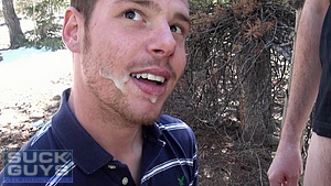 Swallowing a Big Load in the Woods